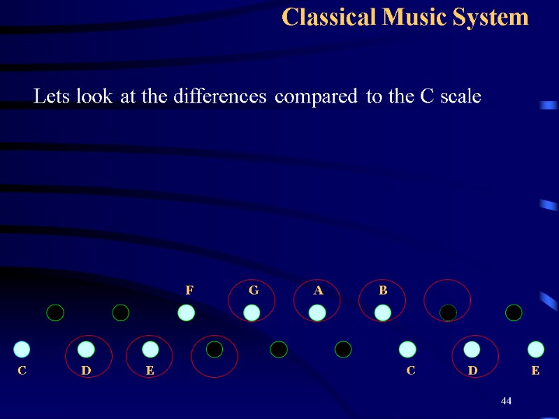 44 Classical Music System Lets look at the differences compared to the C scale